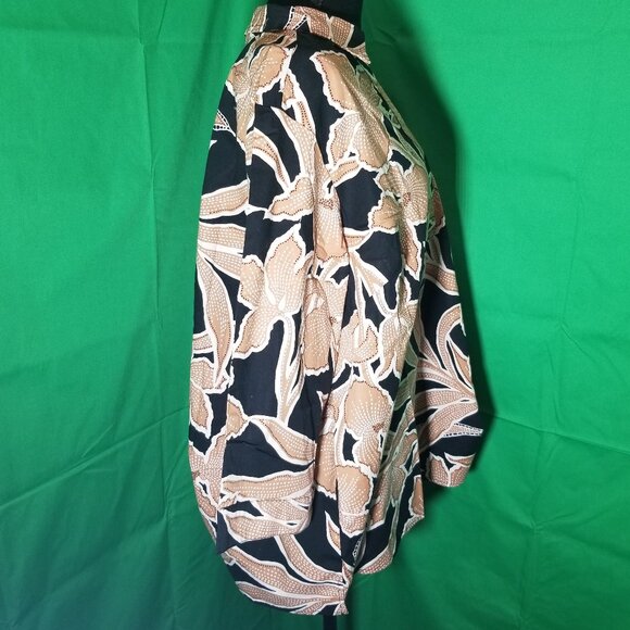 D & Co Womens Black Tan 3/4 Sleeve Blouse Plus Size 2X Retro Office Party - Picture 2 of 6